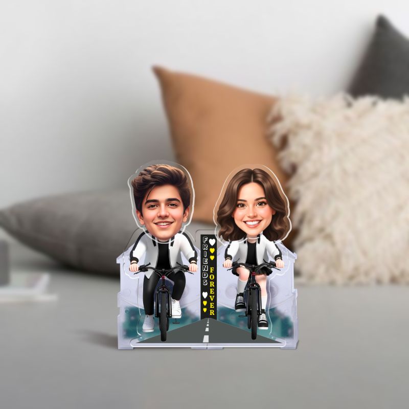 Personalized Friends Forever Bobblehead Caricature Solar Powered Moving Head Best Friend Birthday Gift, Farewell Gift, Friendship Day Gift for BFF Keepsake Room Decor